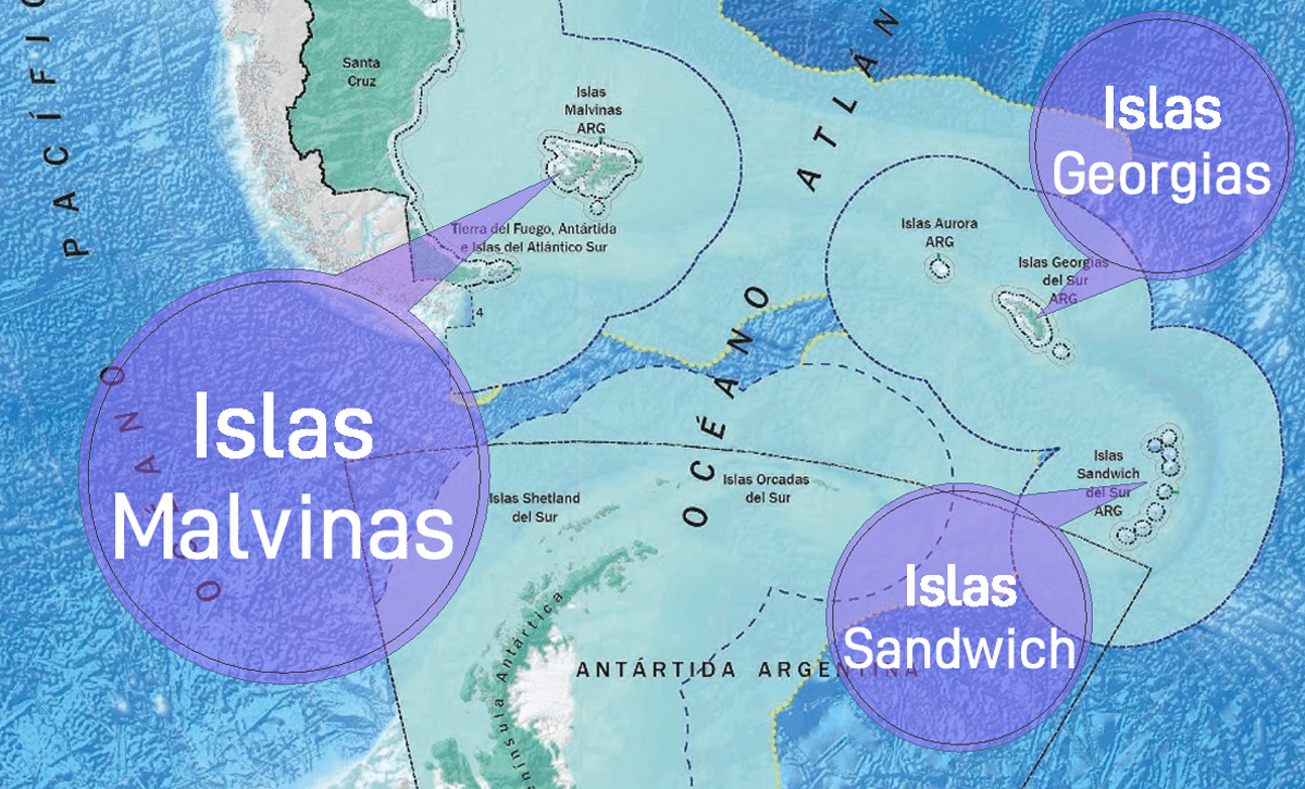 Ubicación Islas Malvinas, Georgias y Sandwich del Sur [Mapa: Defensa y Seguridad / Edicion: CHT24.7]