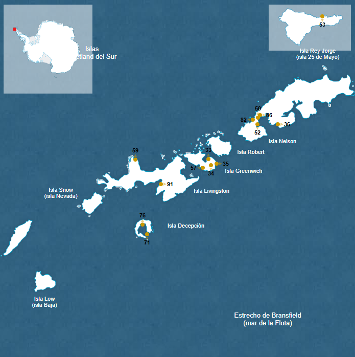 SMH Islas Shetland del Sur [Mapa: Secretaría del Tratado Antártico]
