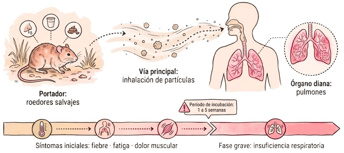 Esquema de transmisión del hantavirus. [Imagen: 7 TeleValencia]