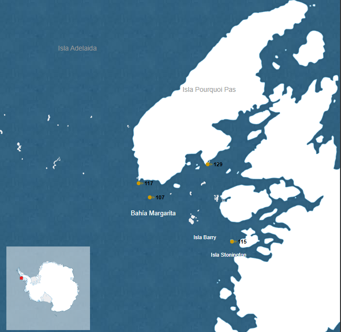 SMH Península Antártica, Costa Sudoeste [Mapa: Secretaría del Tratado Antártico]